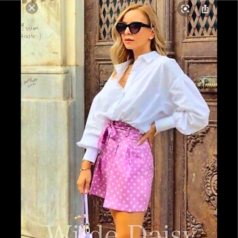 Zara pink polka dot paper bag short